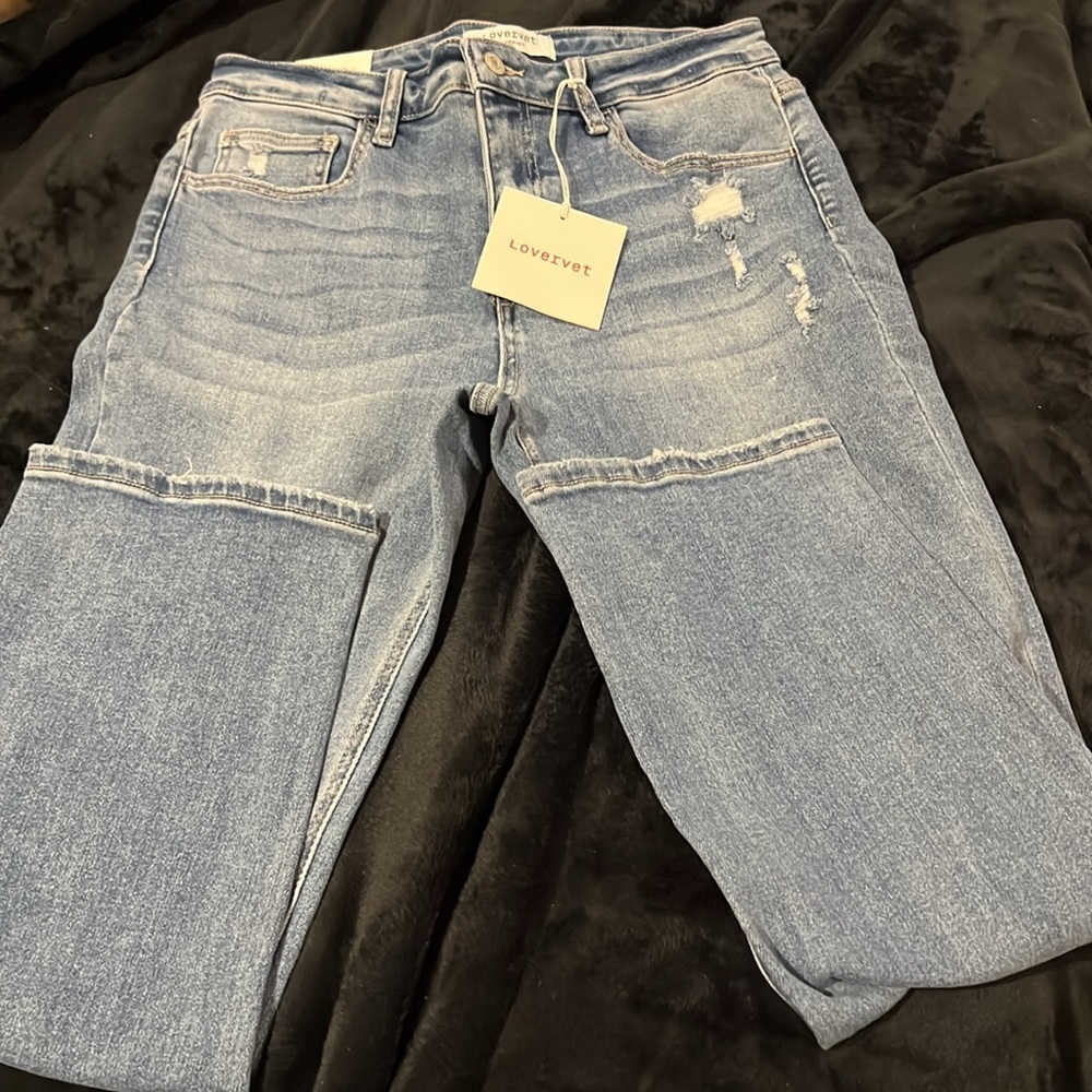 NWT Lovett high rise slim straight Blue Distressed Jeans - Picture 3 of 6